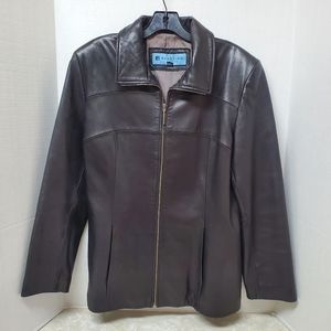 Kenneth Cole Reaction 100% Leather Jacket Black Classic Large